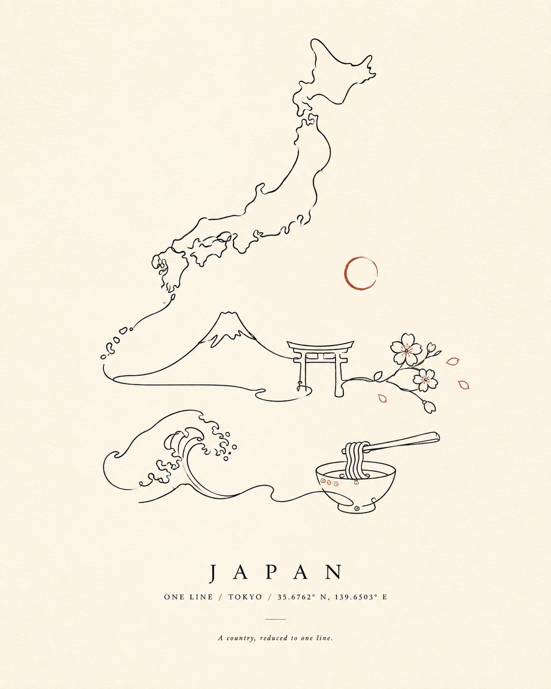 Continuous line country print