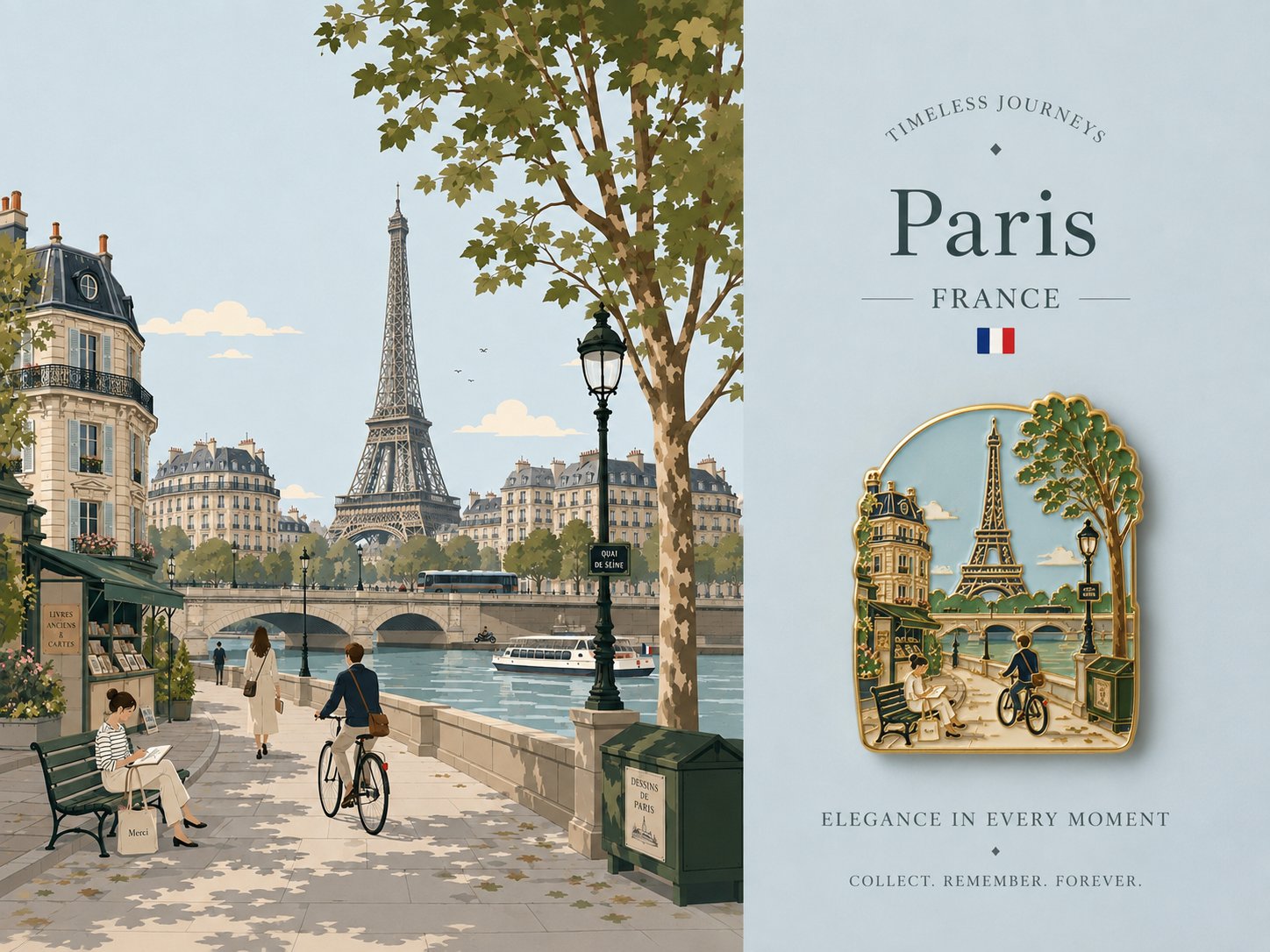 Enamel pin travel poster