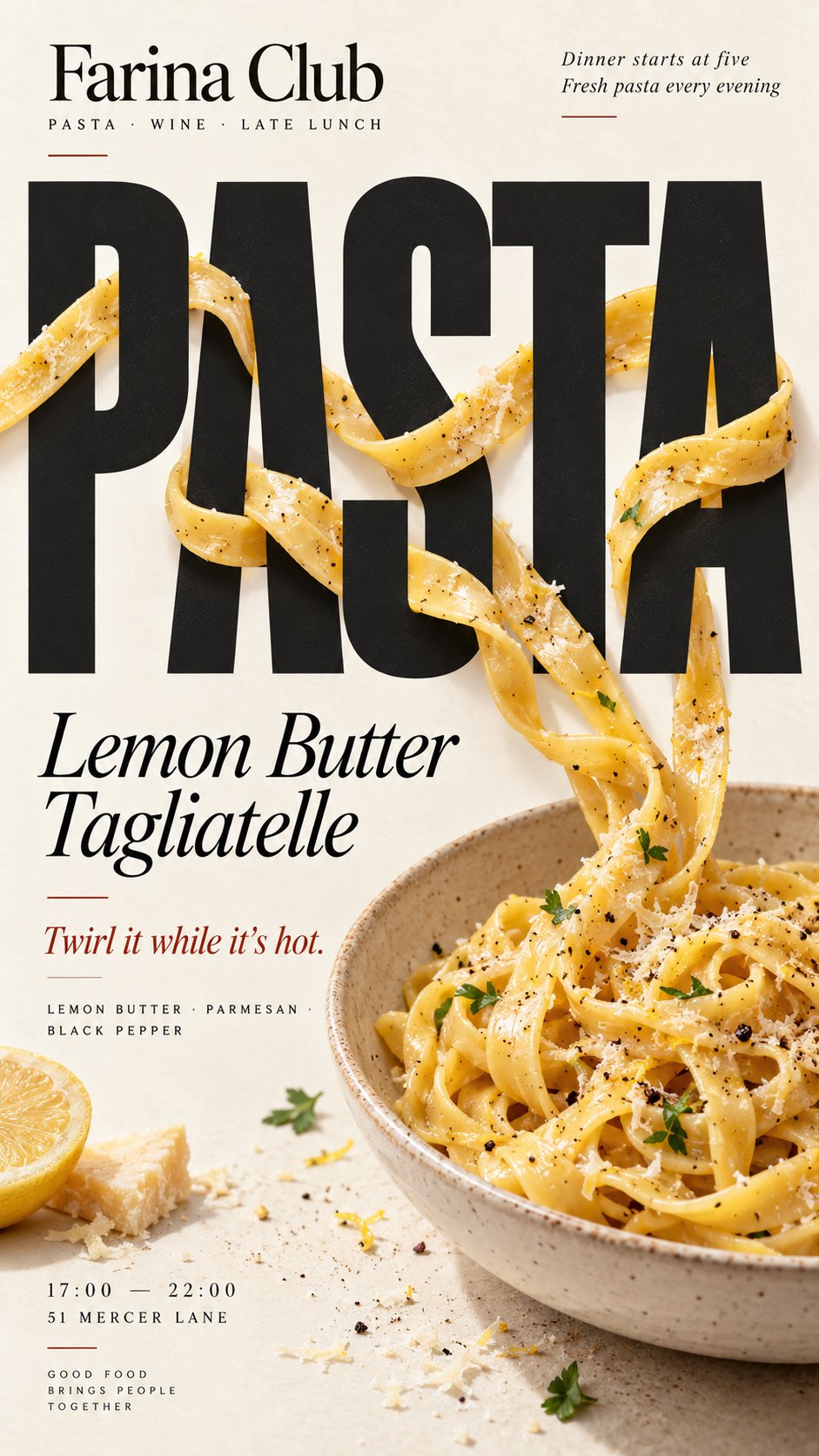 Food that weaves through the type