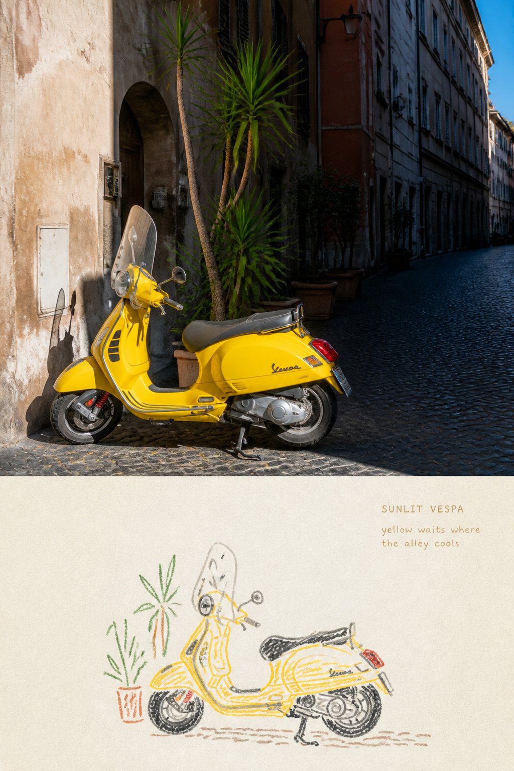 Naive oil pastel travel line