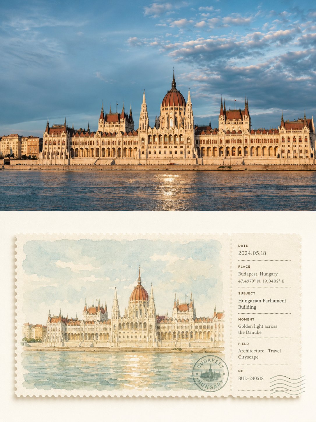 Watercolor travel ticket