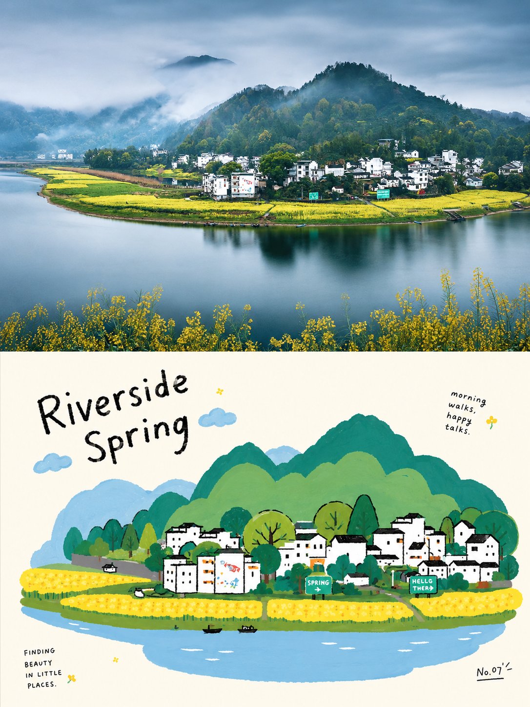 Korean childlike flat illustration
