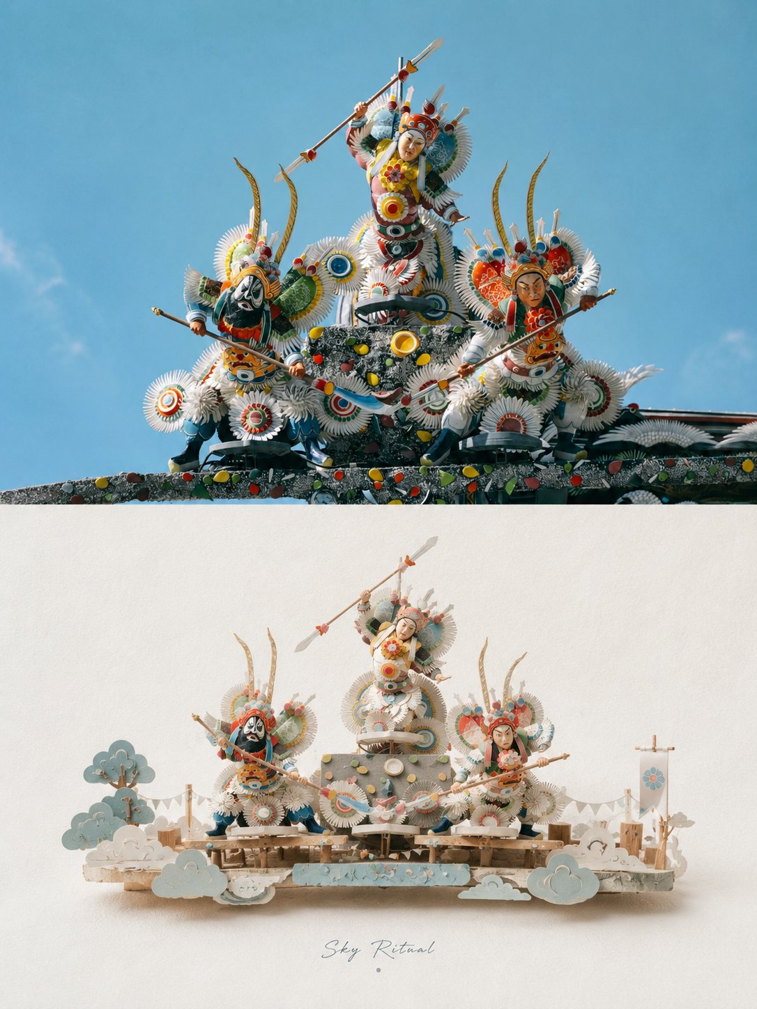 Miniature paper-craft diorama