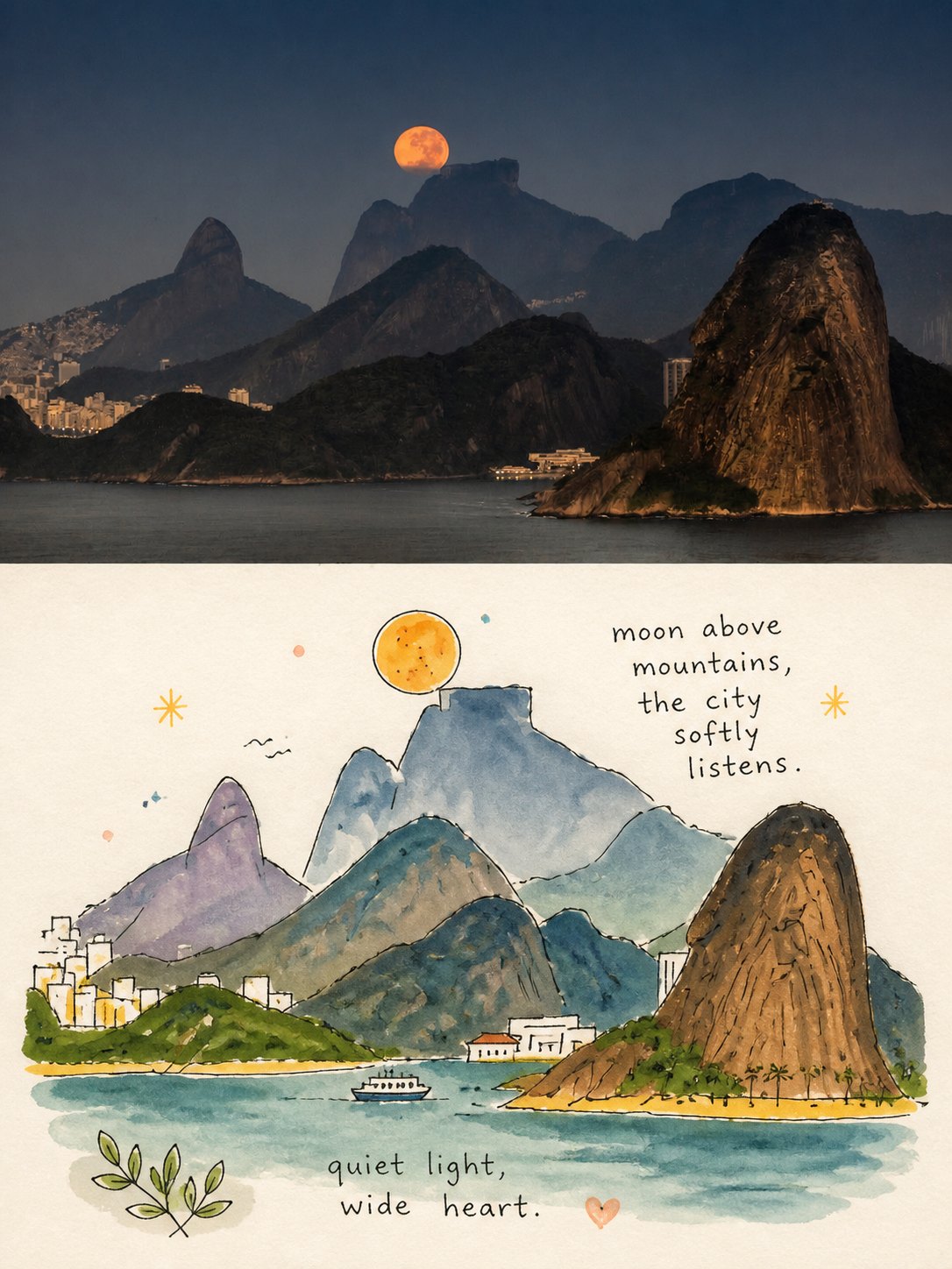 Faux-naif picture-book scene