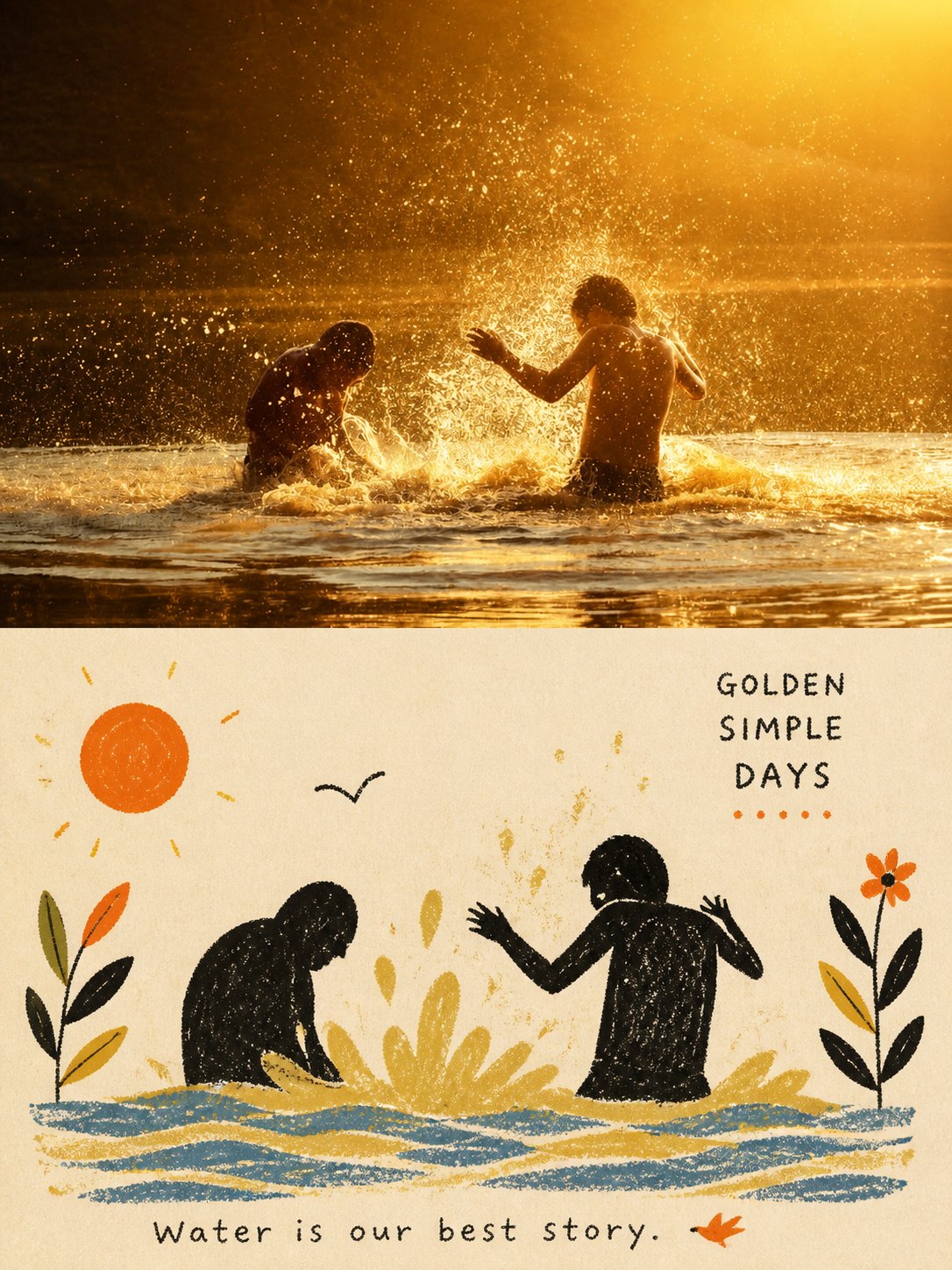 Folk-art narrative scene